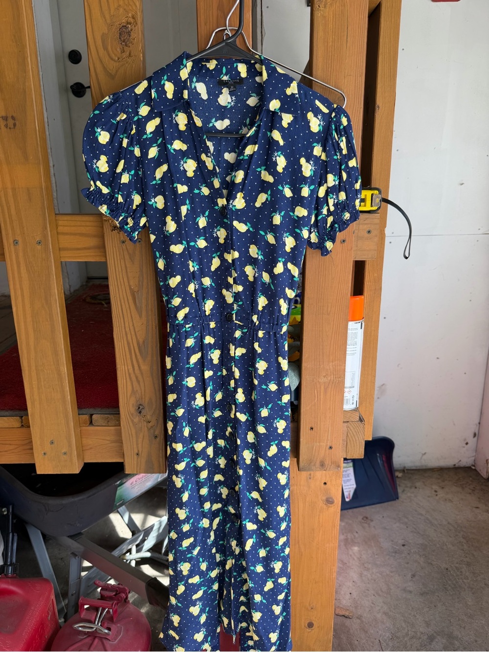 Talbots Navy Dress with Yellow Lemon Print